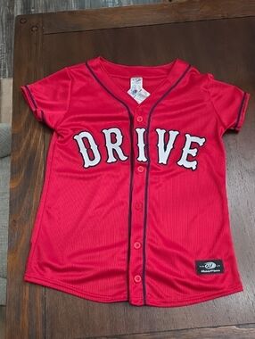 NWT Ladies Red Greenville 'DRIVE' Baseball Jersey Top Size SMALL